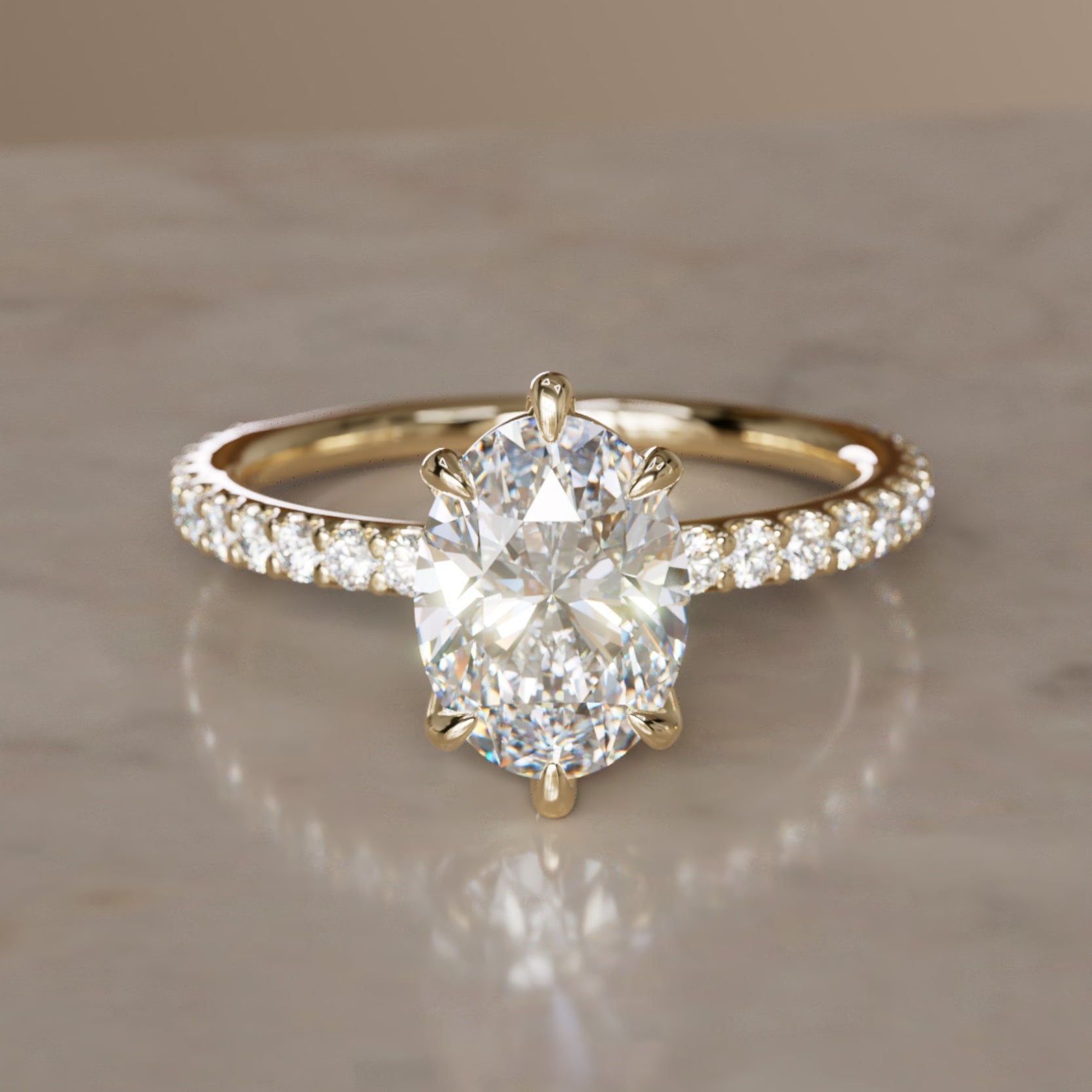 Marquise Shaped Three Stone Lab Grown Diamond Engagement Ring